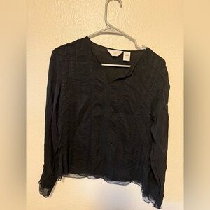 J Jill Black Lace Detail Women's Top